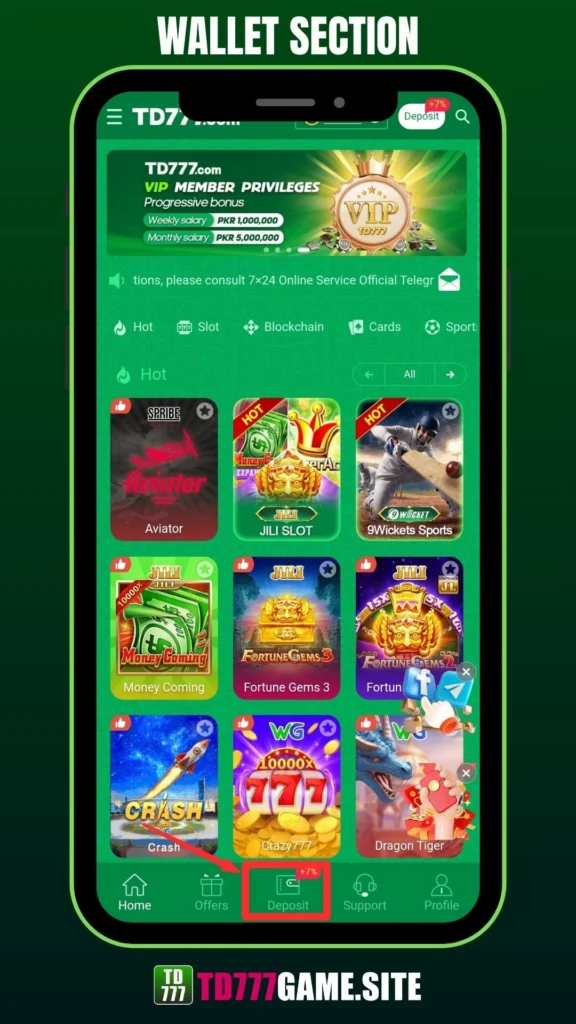 TD777 Game Deposit Process