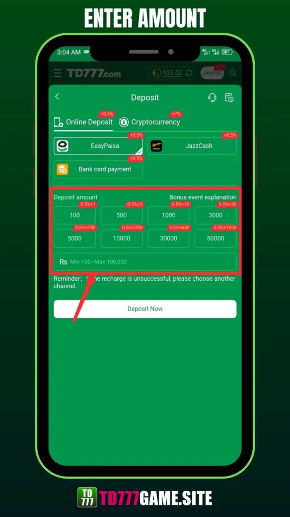 TD777 Game Deposit Process